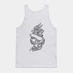 Black Ship anchor tattoo Tank Top